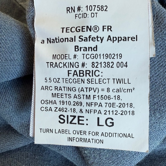 DRIFIRE® Tecgen Select® Flame Resistant Work Shirt In Light Blue Men's Size L - Picture 8 of 13